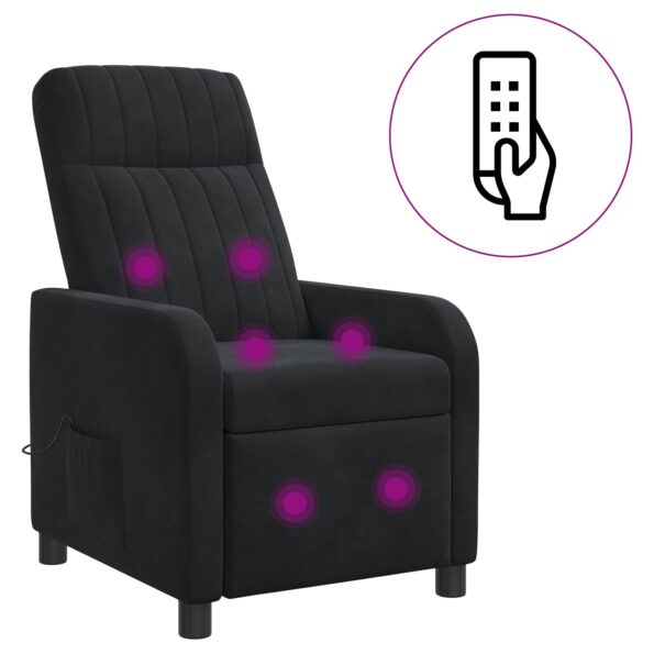 vidaXL Masážne relaxačné kreslo Čierna Zamat – Obrázok 2