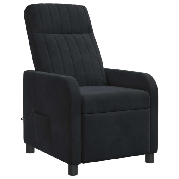 vidaXL Masážne relaxačné kreslo Čierna Zamat – Obrázok 3