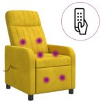 vidaXL Masážne relaxačné kreslo Žltá Zamat – Obrázok 2