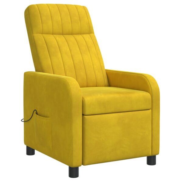 vidaXL Masážne relaxačné kreslo Žltá Zamat – Obrázok 3