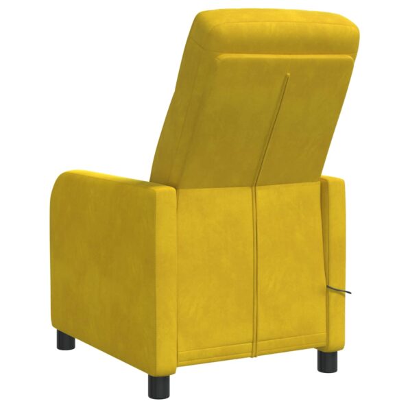 vidaXL Masážne relaxačné kreslo Žltá Zamat – Obrázok 5