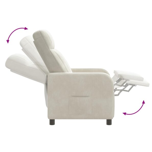 vidaXL Masážne relaxačné kreslo Krémová Zamat – Obrázok 7