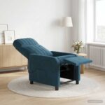 vidaXL Masážne relaxačné kreslo Modrá Zamat – Obrázok 11