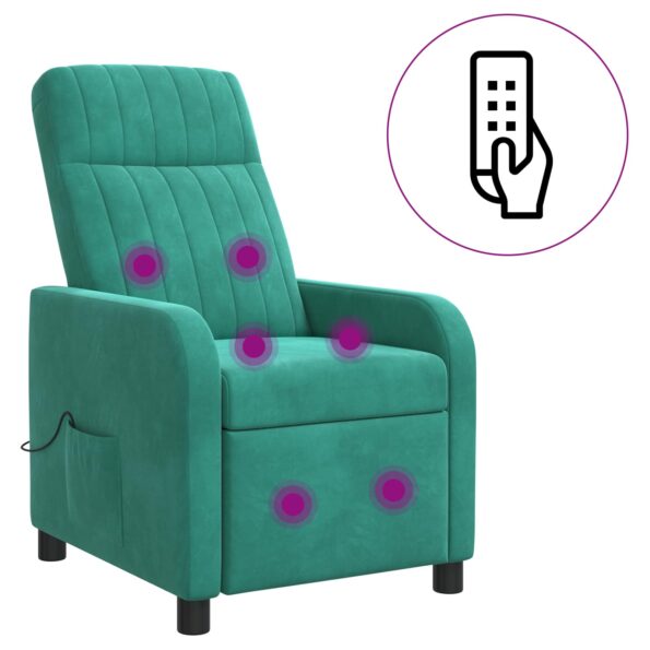 vidaXL Masážne relaxačné kreslo Tyrkysová Zamat – Obrázok 2