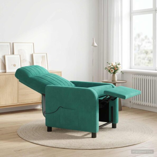 vidaXL Masážne relaxačné kreslo Tyrkysová Zamat – Obrázok 4