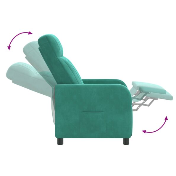 vidaXL Masážne relaxačné kreslo Tyrkysová Zamat – Obrázok 7