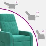 vidaXL Masážne relaxačné kreslo Tyrkysová Zamat – Obrázok 8