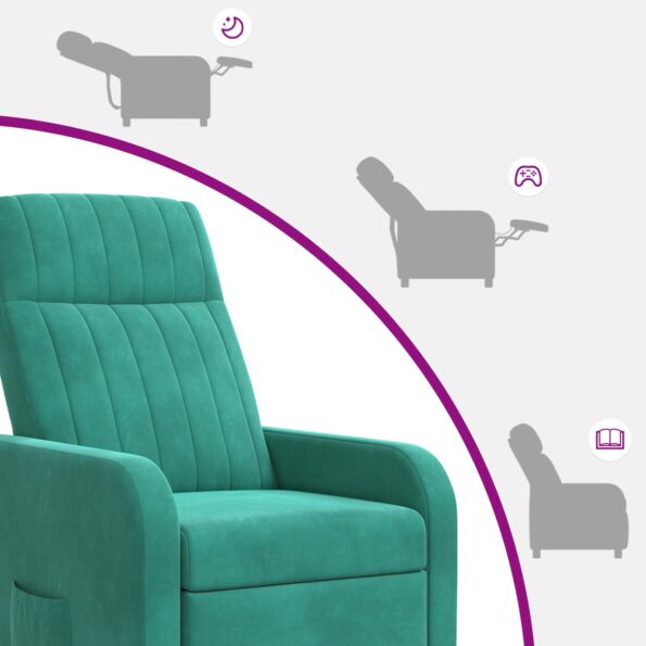 vidaXL Masážne relaxačné kreslo Tyrkysová Zamat – Obrázok 8