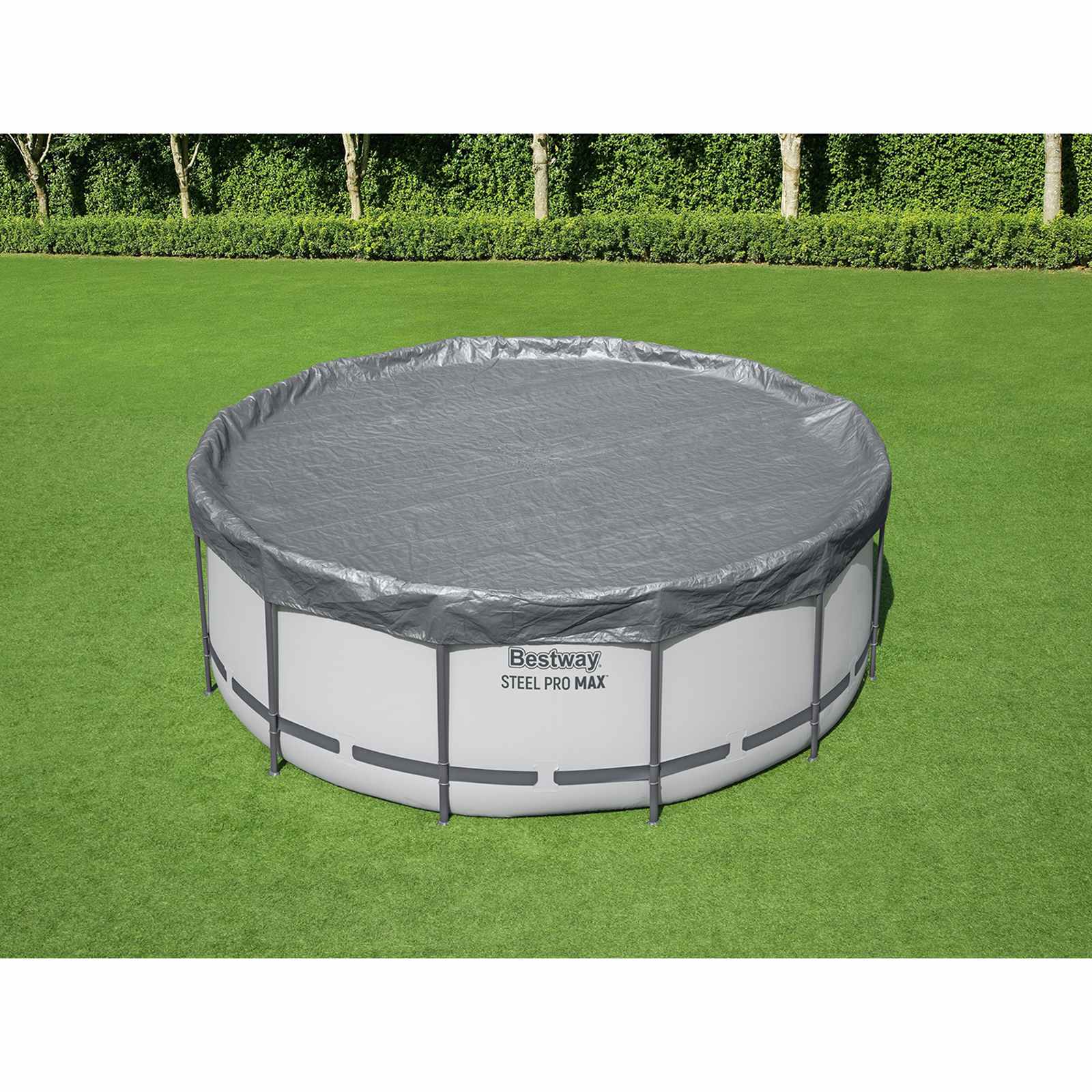 42035726_1.jpg Bestway Plachta na bazén Ø3,66 m Okrúhly Polyester Sivá – Obrázok 1
