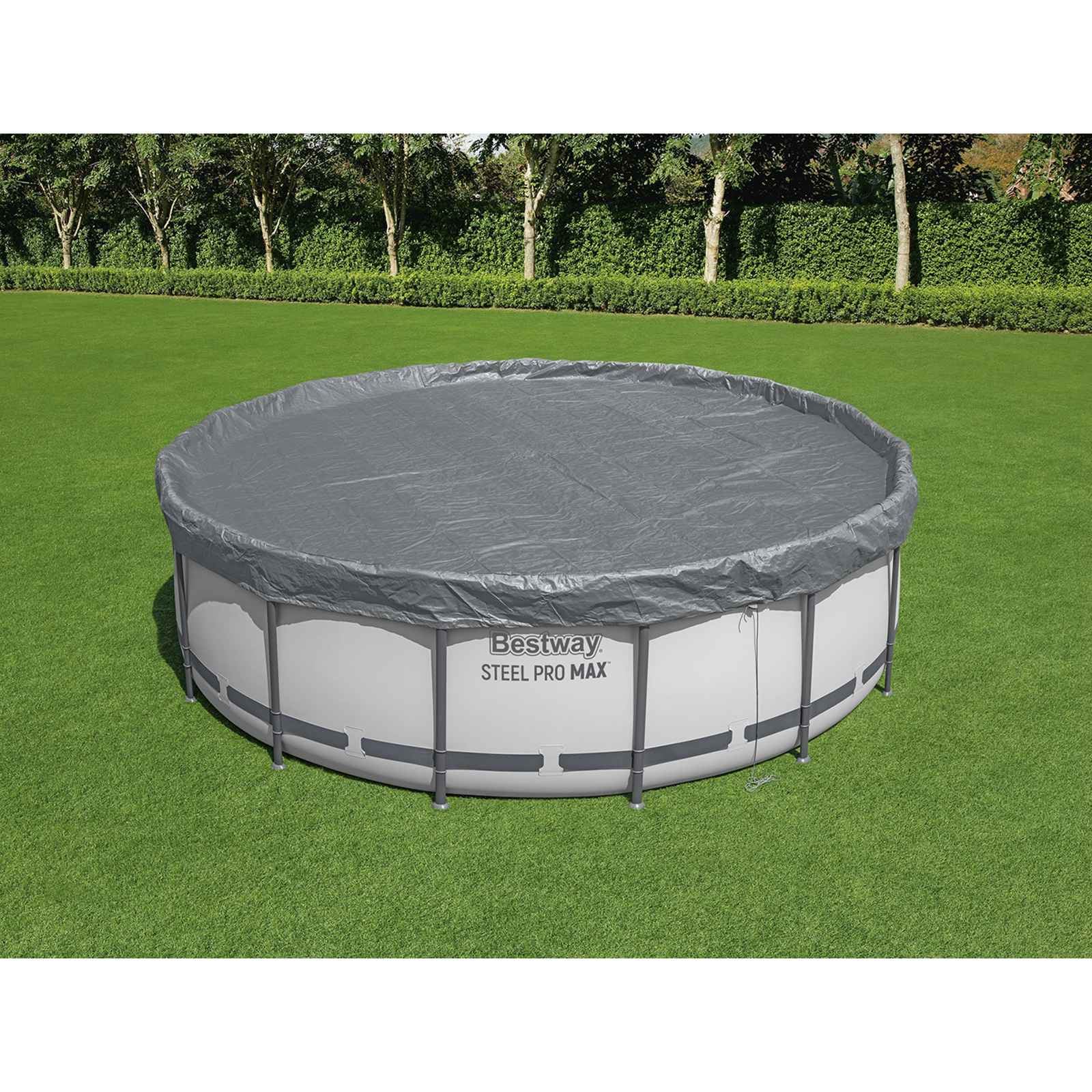 42035727_1.jpg Bestway Plachta na bazén Ø4,27 m Okrúhly Polyester Sivá – Obrázok 1