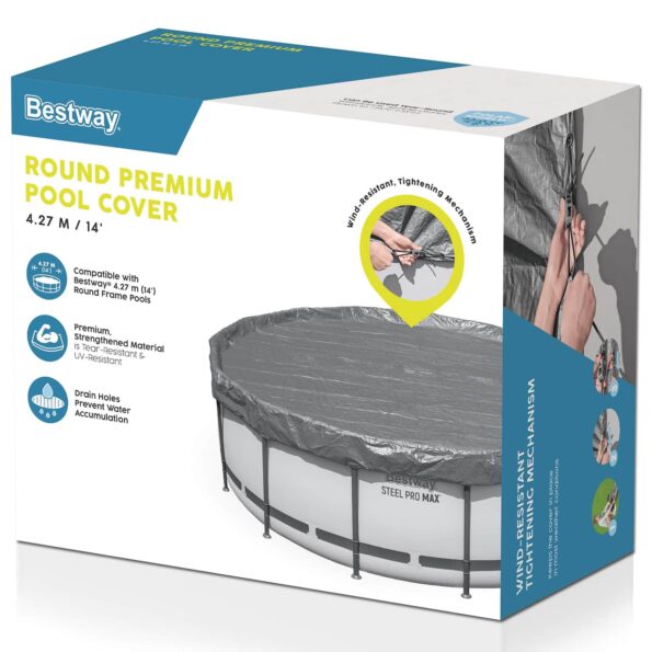 Bestway Plachta na bazén Ø4,27 m Okrúhly Polyester Sivá – Obrázok 4