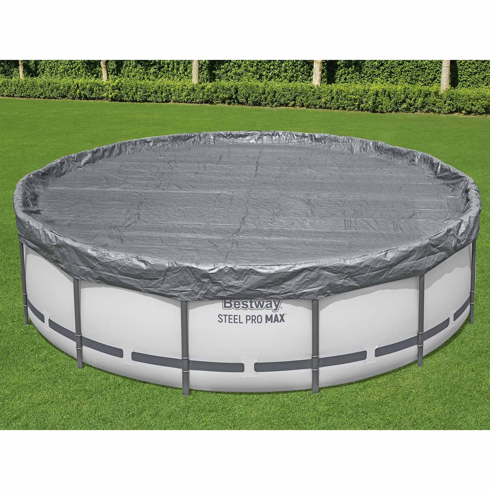 42035728_1.jpg Bestway Plachta na bazén Ø4,57 m Okrúhly Polyester Sivá – Obrázok 1