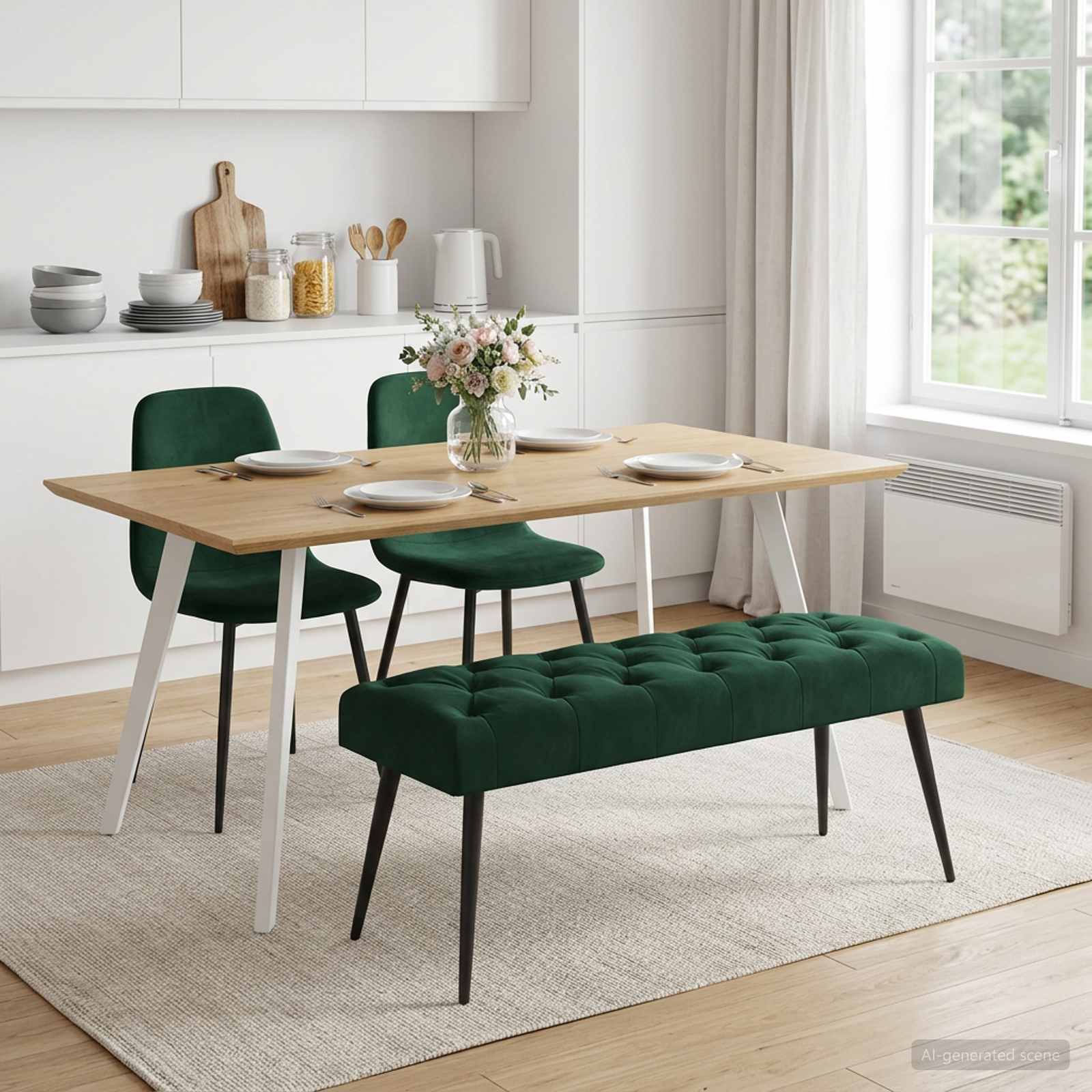 42038573_1.jpg vidaXL Lavica s gombíkovým prešívaním Tmavozelená 110 x 40 x 46 cm – Obrázok 1