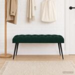 vidaXL Lavica s gombíkovým prešívaním Tmavozelená 110 x 40 x 46 cm – Obrázok 4