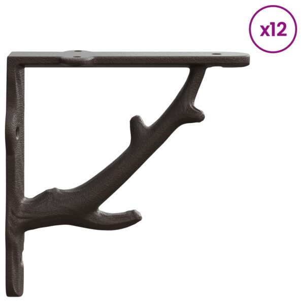 vidaXL Nástenné konzoly na police 12 ks Antik hnedá 10 x 10 x 3 cm – Obrázok 4