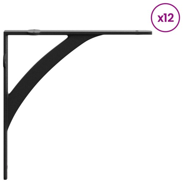 vidaXL Nástenné police 12 ks Čierna 14.5 x 14.5 x 3.5 cm Oceľ – Obrázok 4