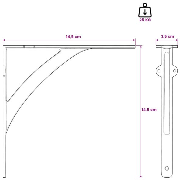 vidaXL Nástenné police 12 ks Čierna 14.5 x 14.5 x 3.5 cm Oceľ – Obrázok 6