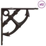 vidaXL Konzoly na nástenné police 12 ks Antik hnedá 10 x 10 x 3 cm – Obrázok 4