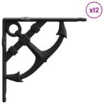 vidaXL Konzoly na nástenné police 12 ks Čierna 14,5 x 14,5 x 3,5 cm – Obrázok 4