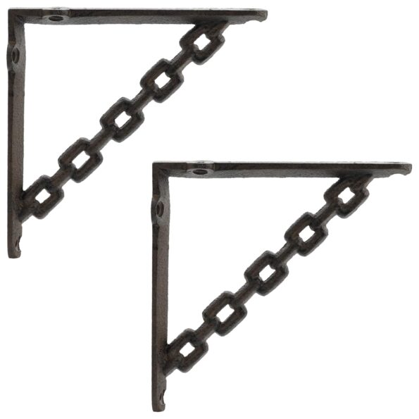 vidaXL Nástenné police 2 ks Antik hnedá 10.5 x 10.5 x 3 cm Oceľ – Obrázok 2