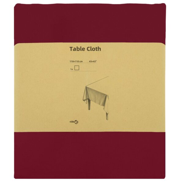 vidaXL Uterák na stôl Štvorcový Víno červené 110 x 110 cm Polyester – Obrázok 3