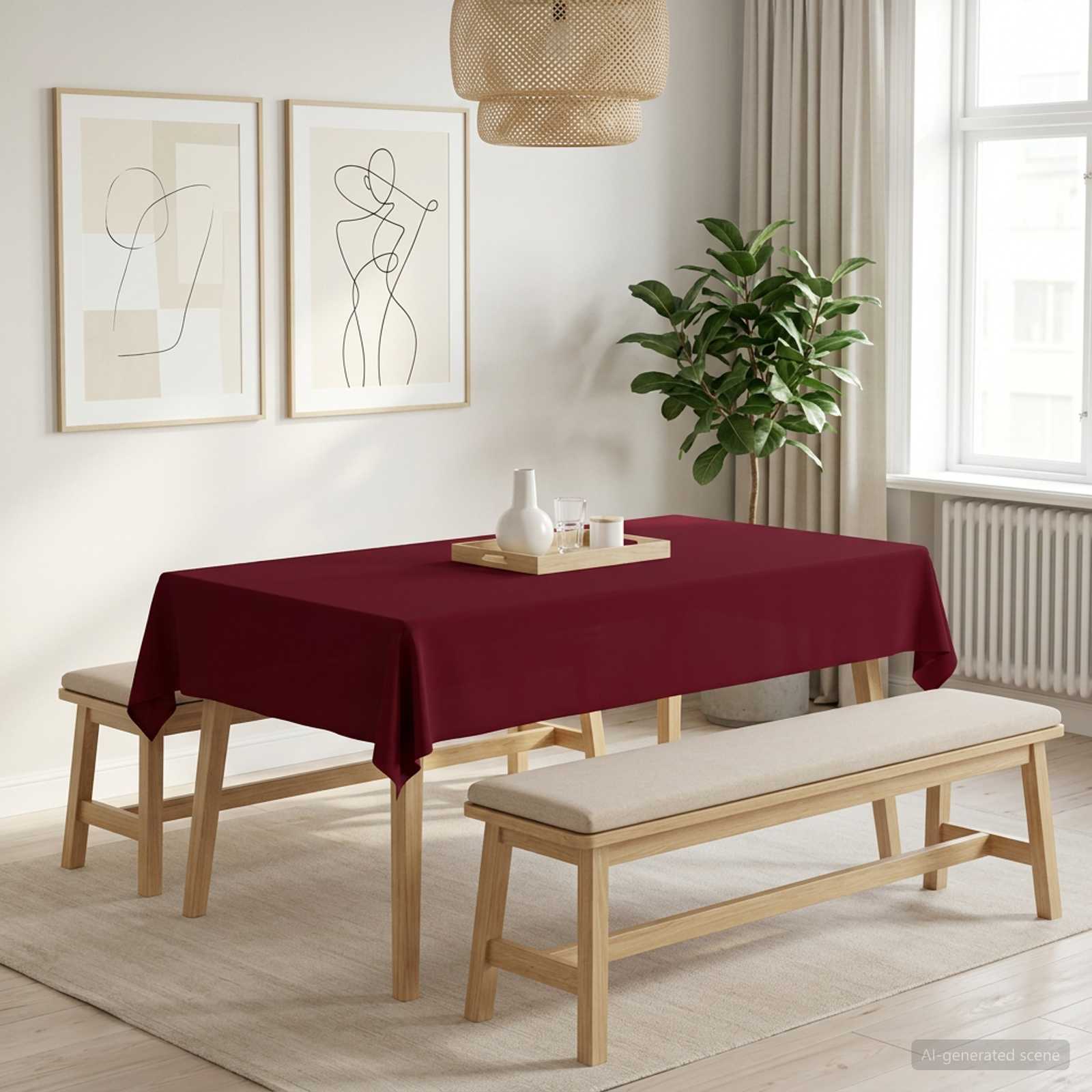 42039875_1.jpg vidaXL Uterák na stôl Obdĺžnikový Víno červené 140 x 200 cm Polyester – Obrázok 1
