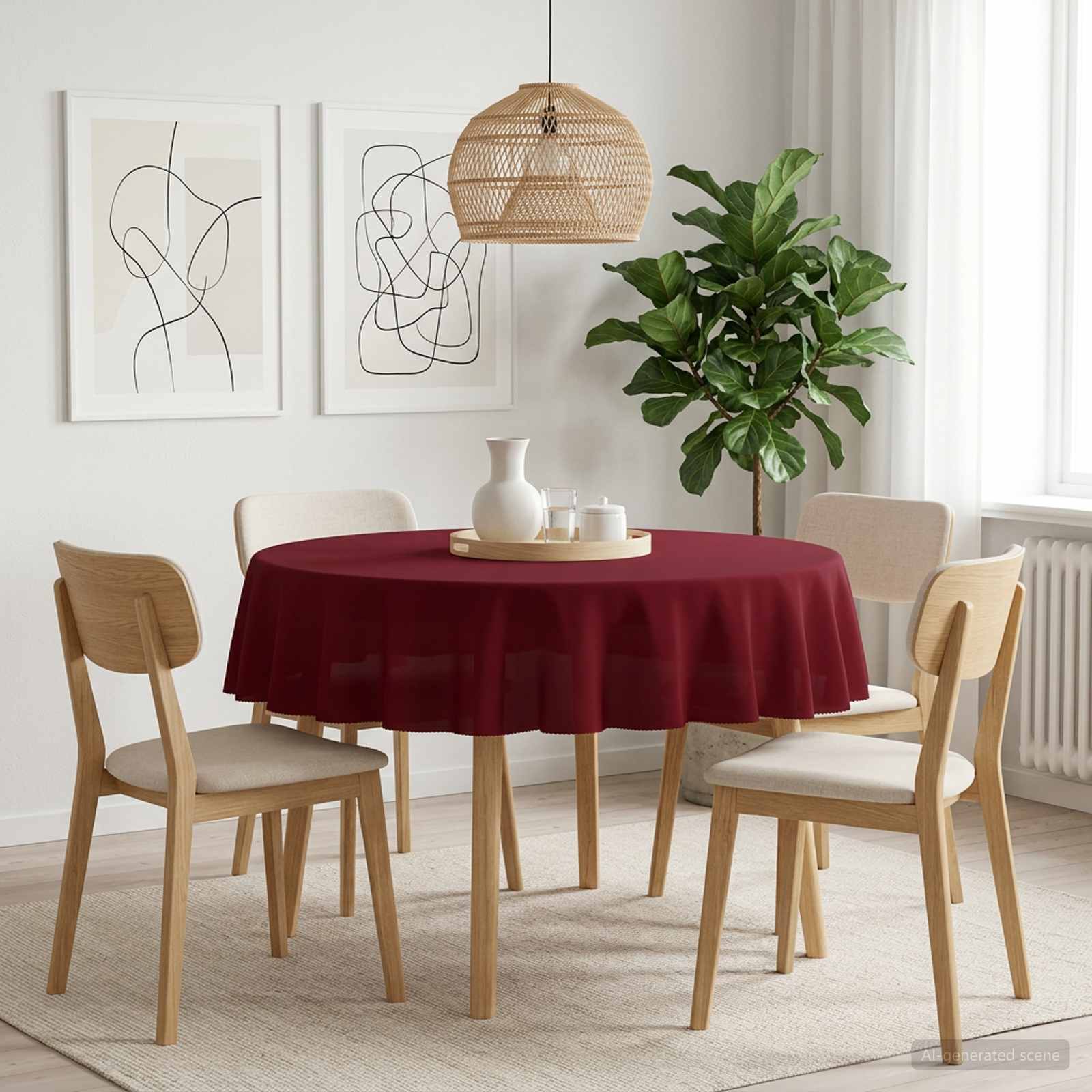 42039903_1.jpg vidaXL Uterák na stôl Okrúhly Víno červené Ø 160 cm Polyester – Obrázok 1