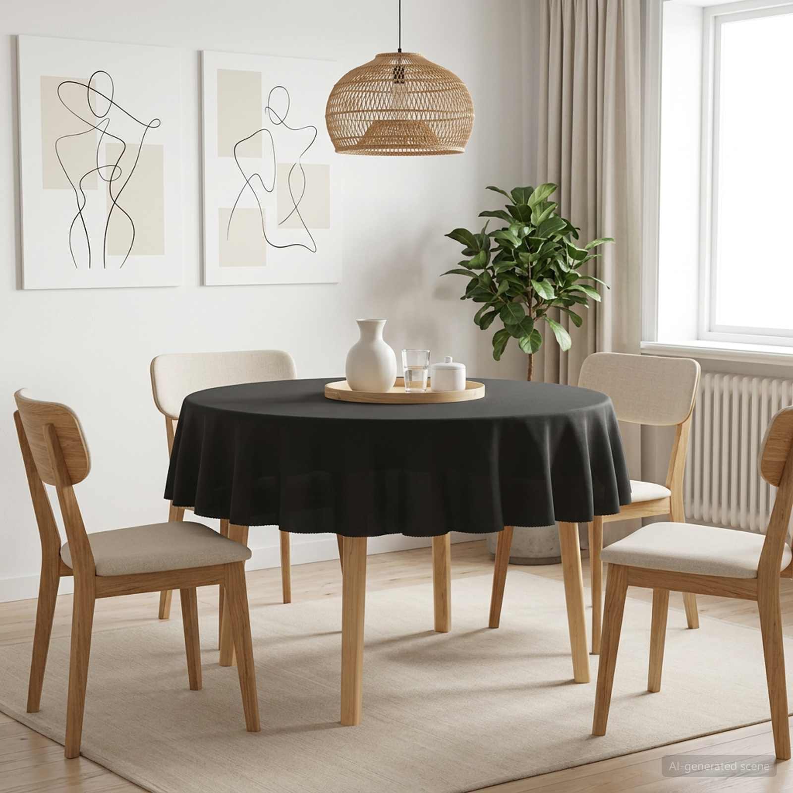 42039904_1.jpg vidaXL Uterák na stôl Okrúhly Tmavosivá Ø 180 cm Polyester – Obrázok 1