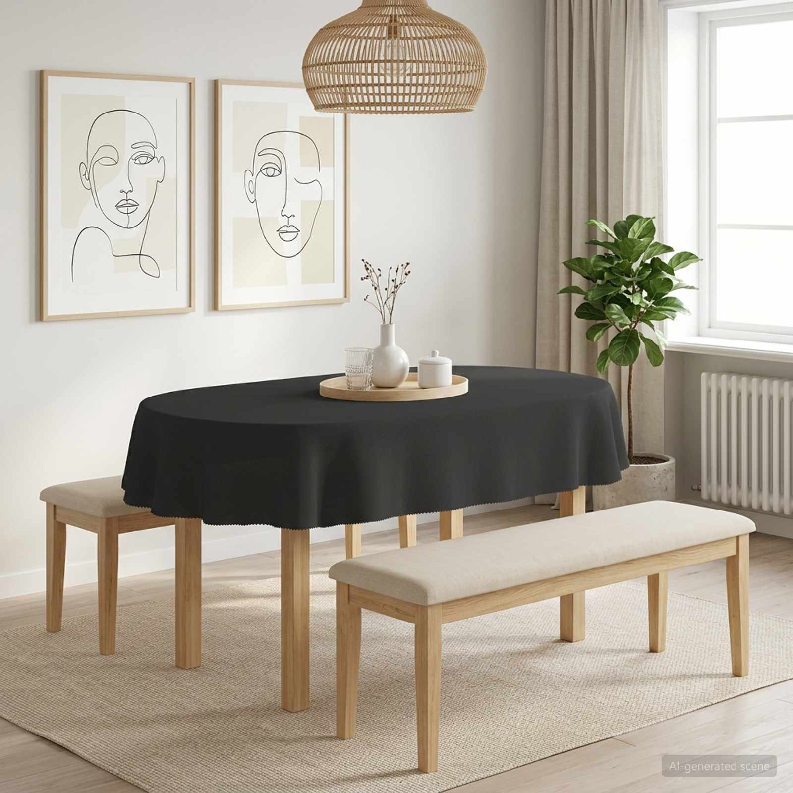 42039918_1.jpg vidaXL Uterák na stôl Oválny Tmavosivá 130 x 220 cm Polyester – Obrázok 1