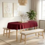 vidaXL Uterák na stôl Oválny Víno červené 130 x 220 cm Polyester