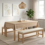 vidaXL Uterák na stôl Obdĺžnikový Béžová 140 x 220 cm