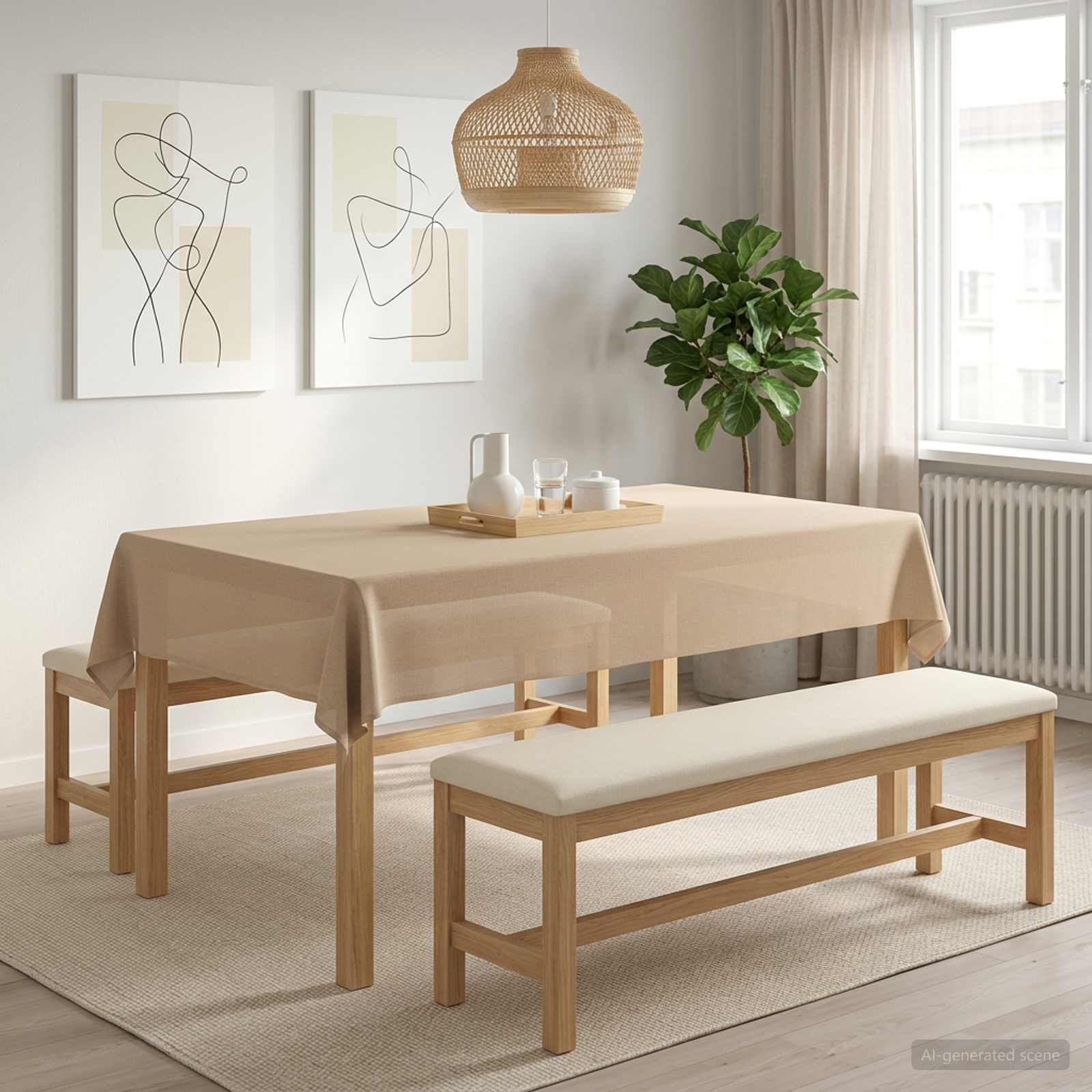 42039998_1.jpg vidaXL Uterák na stôl Obdĺžnikový Béžová 140 x 220 cm – Obrázok 1