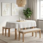 vidaXL Uterák na stôl Oválny Biela 130 x 220 cm