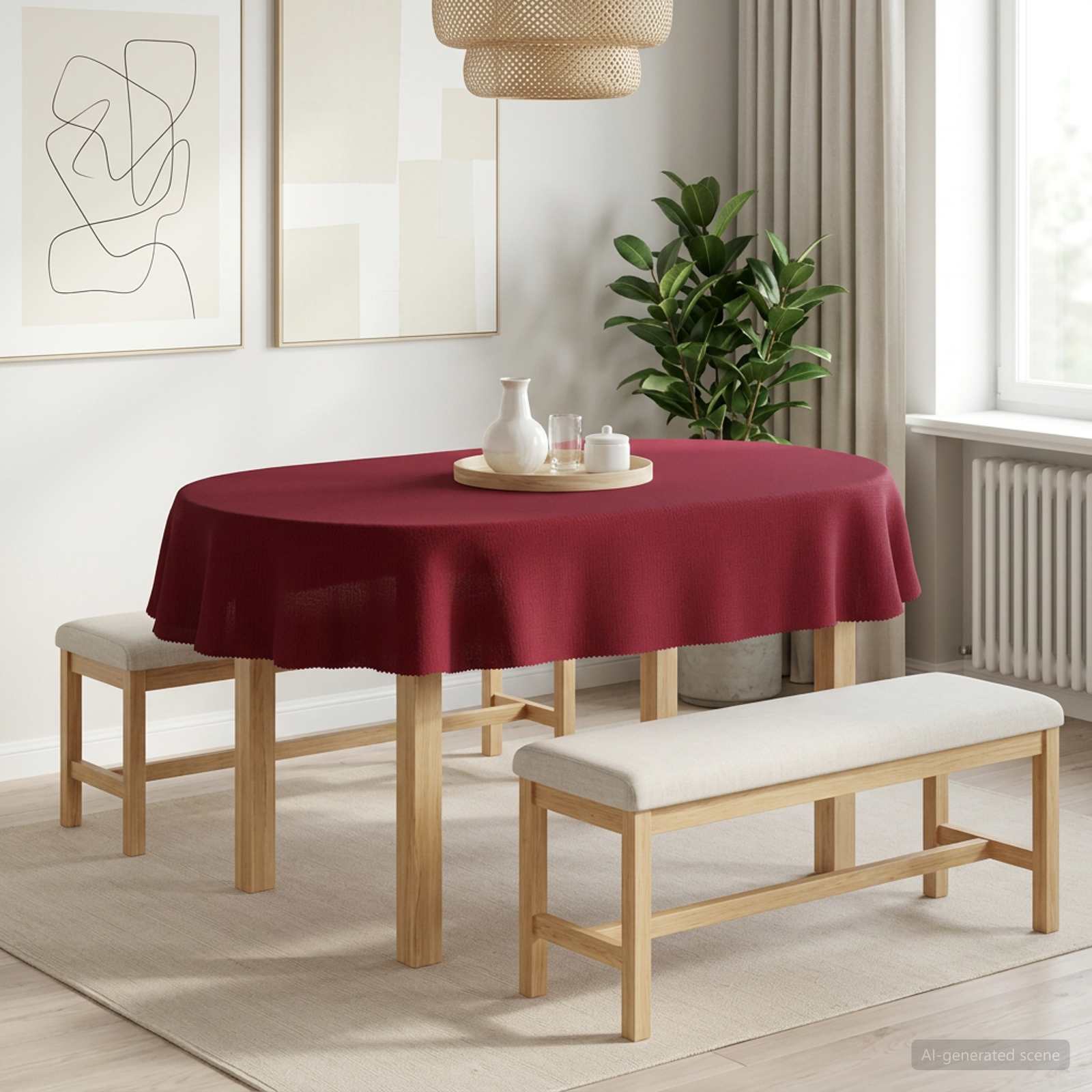 42040043_1.jpg vidaXL Uterák na stôl Oválny Víno červené 130 x 220 cm – Obrázok 1