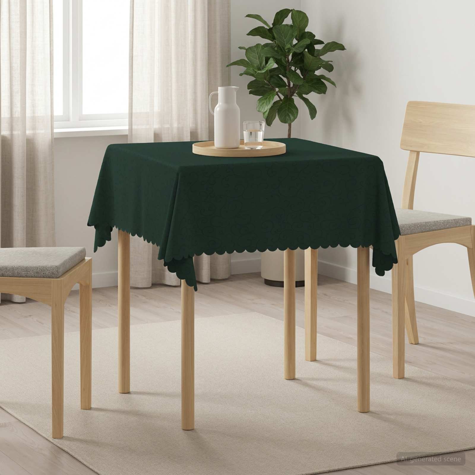 42040060_1.jpg vidaXL Uterák na stôl Štvorcový Tmavozelená 110 x 110 cm – Obrázok 1