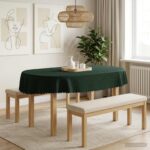 vidaXL Uterák na stôl Oválny Tmavozelená 130 x 220 cm