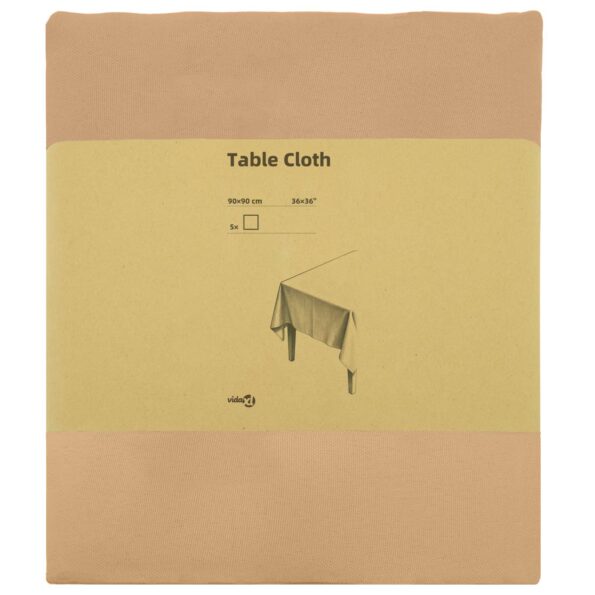 vidaXL Uterák na stôl 5 ks Štvorcový Béžová 90 x 90 cm Polyester – Obrázok 3