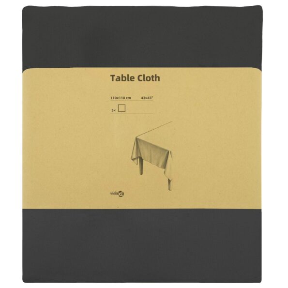 vidaXL Uterák na stôl 5 ks Štvorcový Tmavosivá 110 x 110 cm Polyester – Obrázok 3