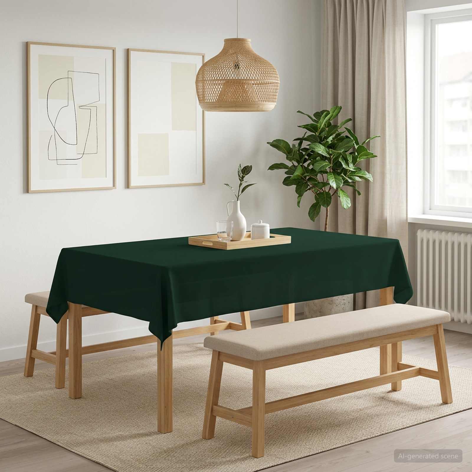42040200_1.jpg vidaXL Uterák na stôl 5 ks Tmavozelená 110 x 180 cm Polyester – Obrázok 1