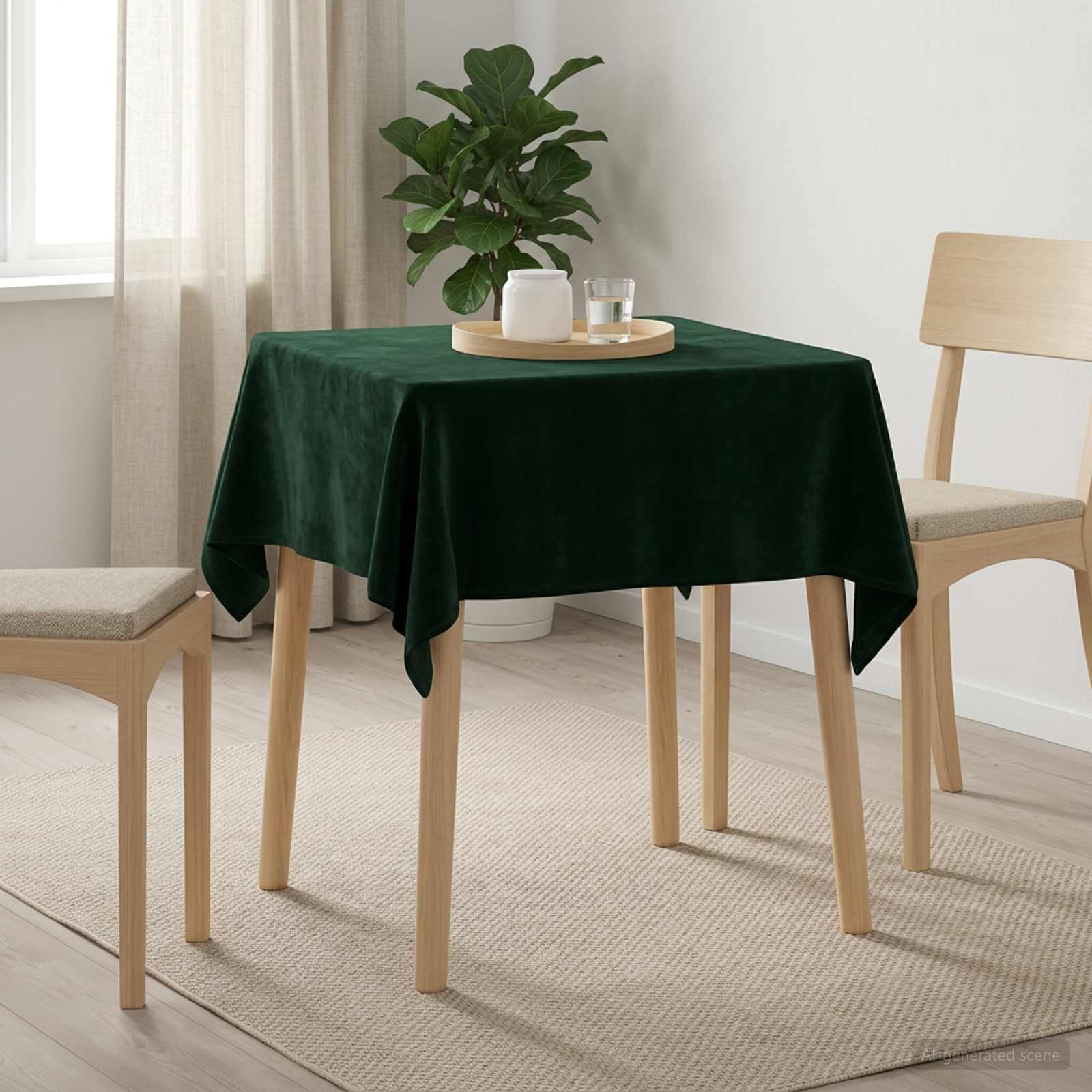 42040207_1.jpg vidaXL Uterák na stôl 5 ks Tmavozelená 140 x 140 cm Polyester – Obrázok 1