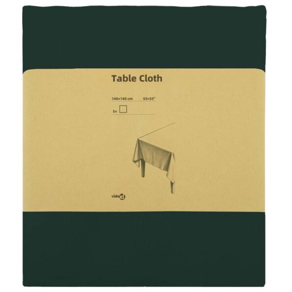 vidaXL Uterák na stôl 5 ks Tmavozelená 140 x 140 cm Polyester – Obrázok 3