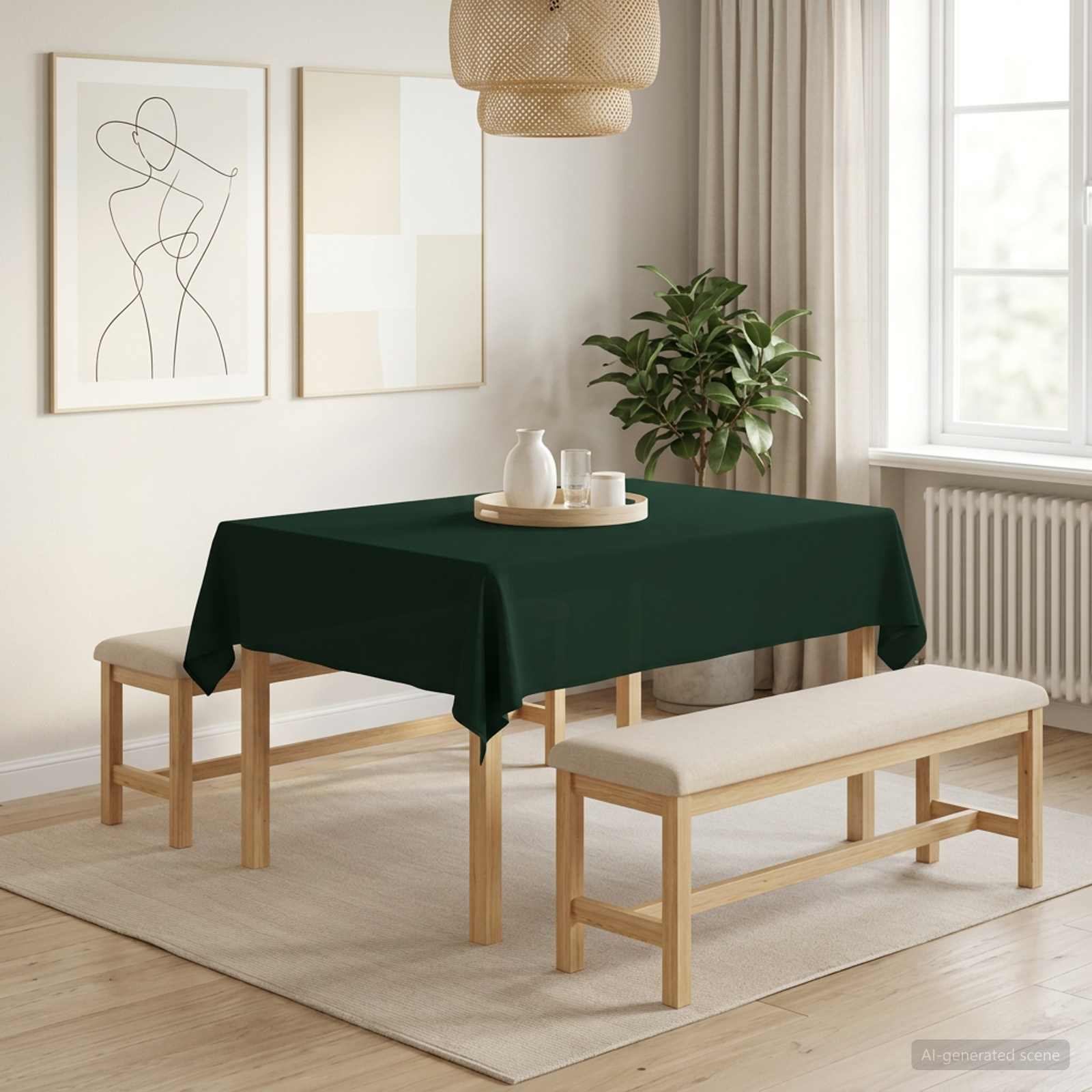 42040214_1.jpg vidaXL Uterák na stôl 5 ks Tmavozelená 140 x 160 cm Polyester – Obrázok 1