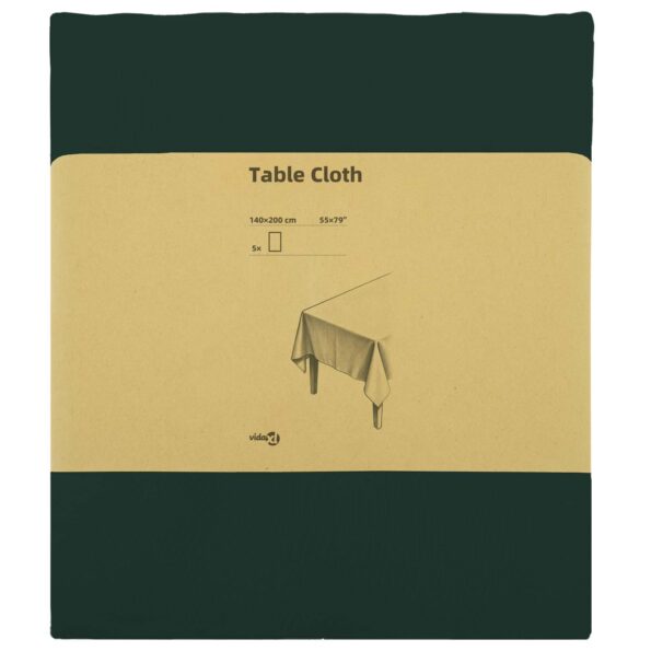 vidaXL Uterák na stôl 5 ks Tmavozelená 140 x 200 cm Polyester – Obrázok 3