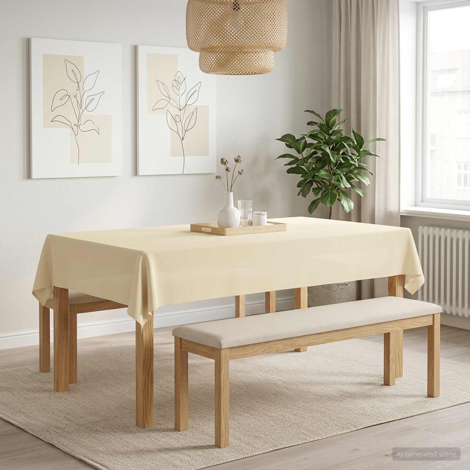 42040237_1.jpg vidaXL Uterák na stôl 5 ks Krémovo biela 140 x 220 cm Polyester – Obrázok 1