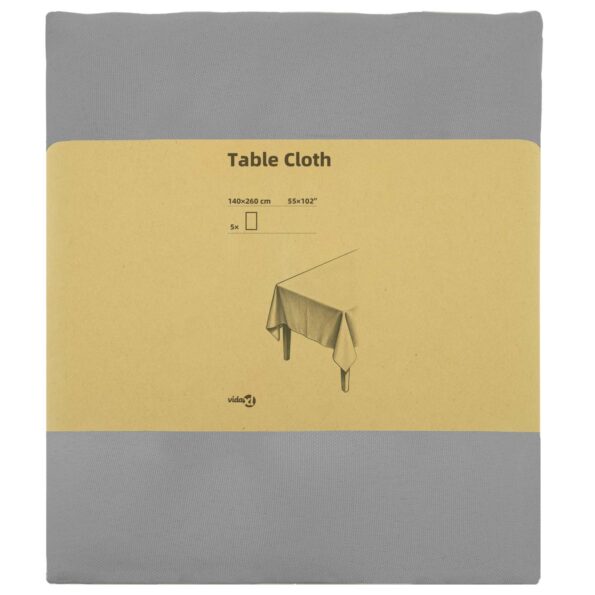 vidaXL Uterák na stôl 5 ks Svetlosivá 140 x 260 cm Polyester – Obrázok 3