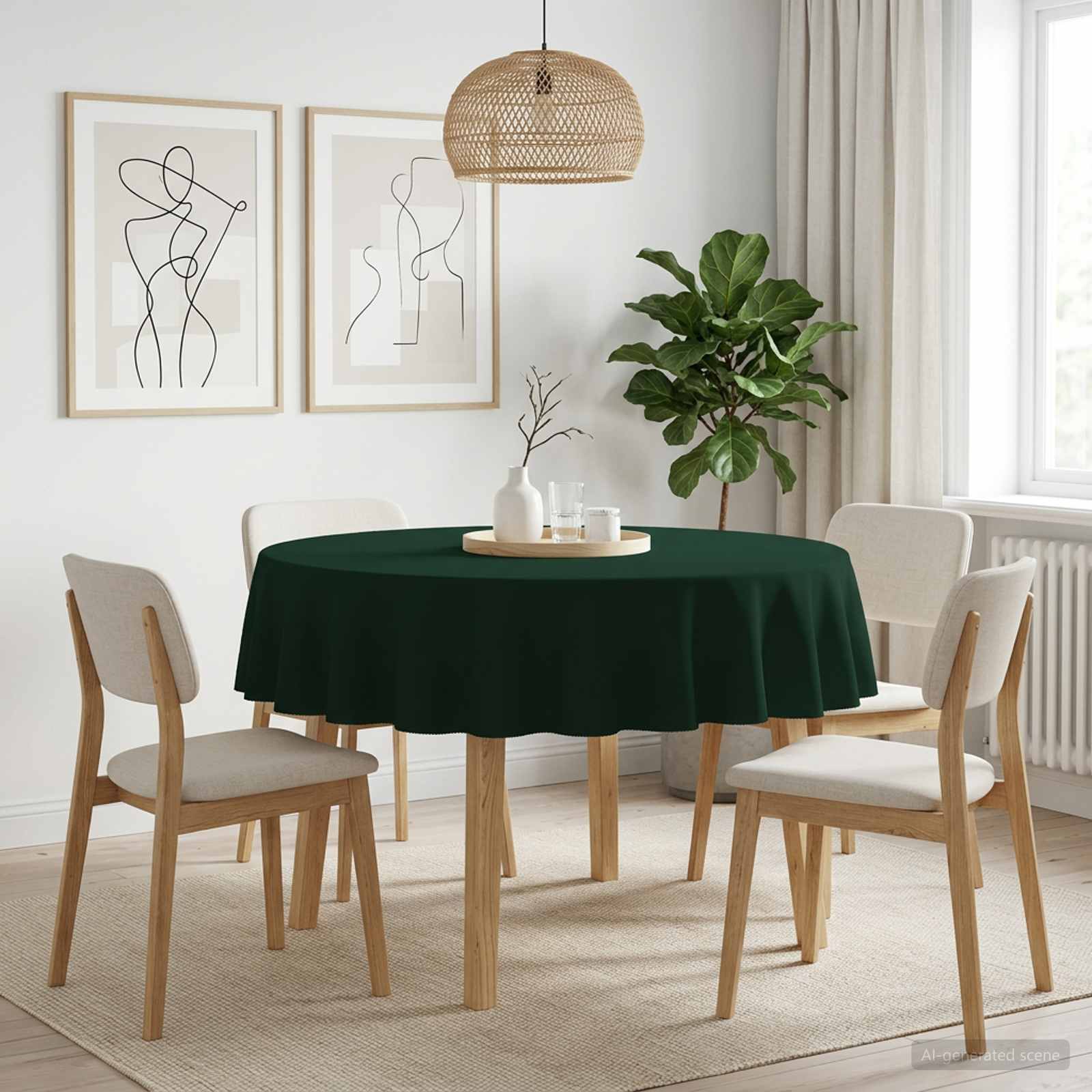 42040249_1.jpg vidaXL Uterák na stôl 5 ks Okrúhly Tmavozelená Ø 140 cm Polyester – Obrázok 1
