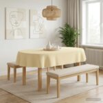 vidaXL Uterák na stôl 5 ks Oválny Krémovo biela 130 x 180 cm Polyester