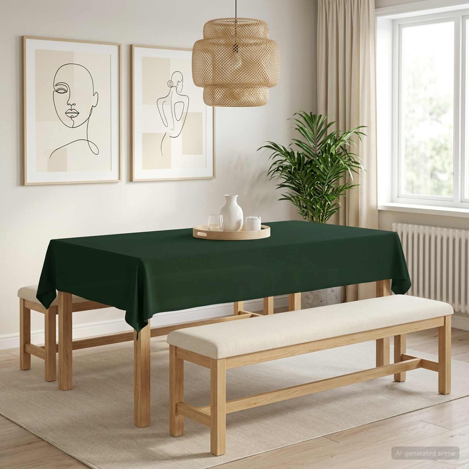 42040319_1.jpg vidaXL Uterák na stôl 5 ks Obdĺžnikový Tmavozelená 110 x 180 cm – Obrázok 1