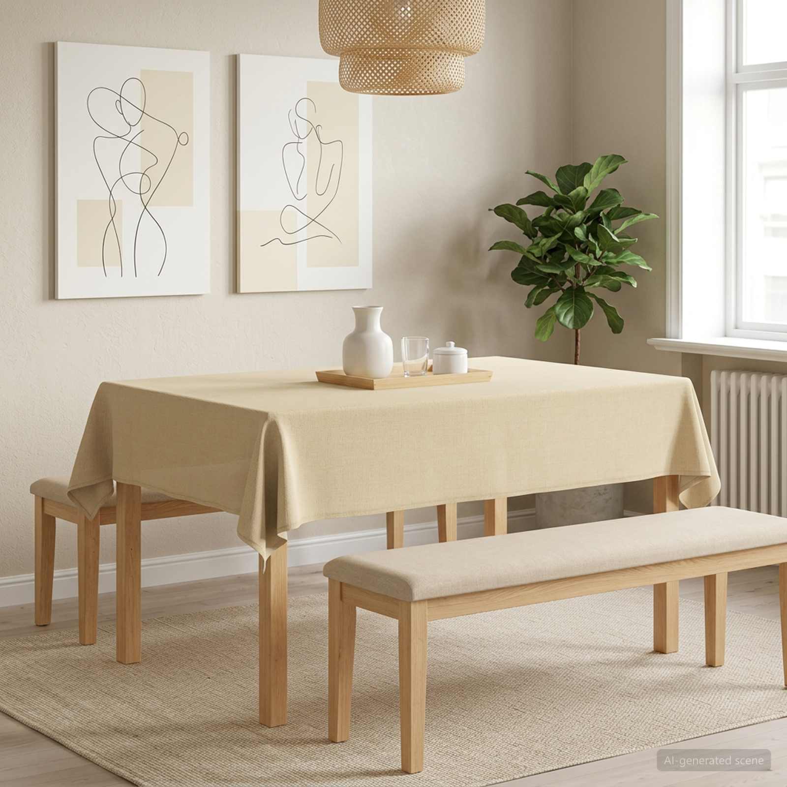 42040342_1.jpg vidaXL Uterák na stôl 5 ks Obdĺžnikový Krémovo biela 140 x 180 cm – Obrázok 1