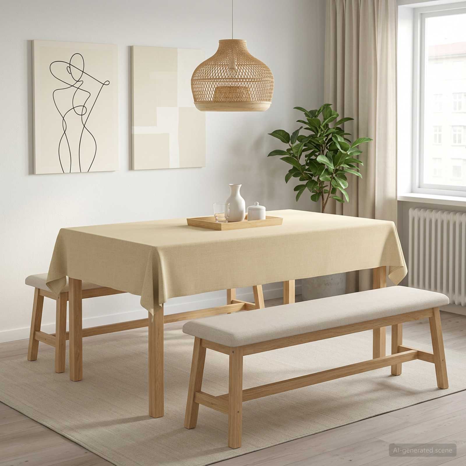 42040356_1.jpg vidaXL Uterák na stôl 5 ks Obdĺžnikový Krémovo biela 140 x 220 cm – Obrázok 1
